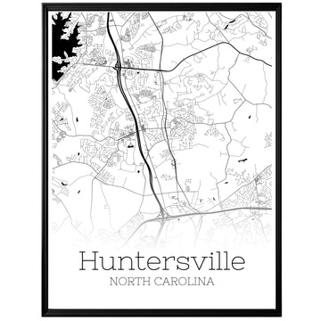 Huntersville North Carolina City Map Poster - GroovyGrove