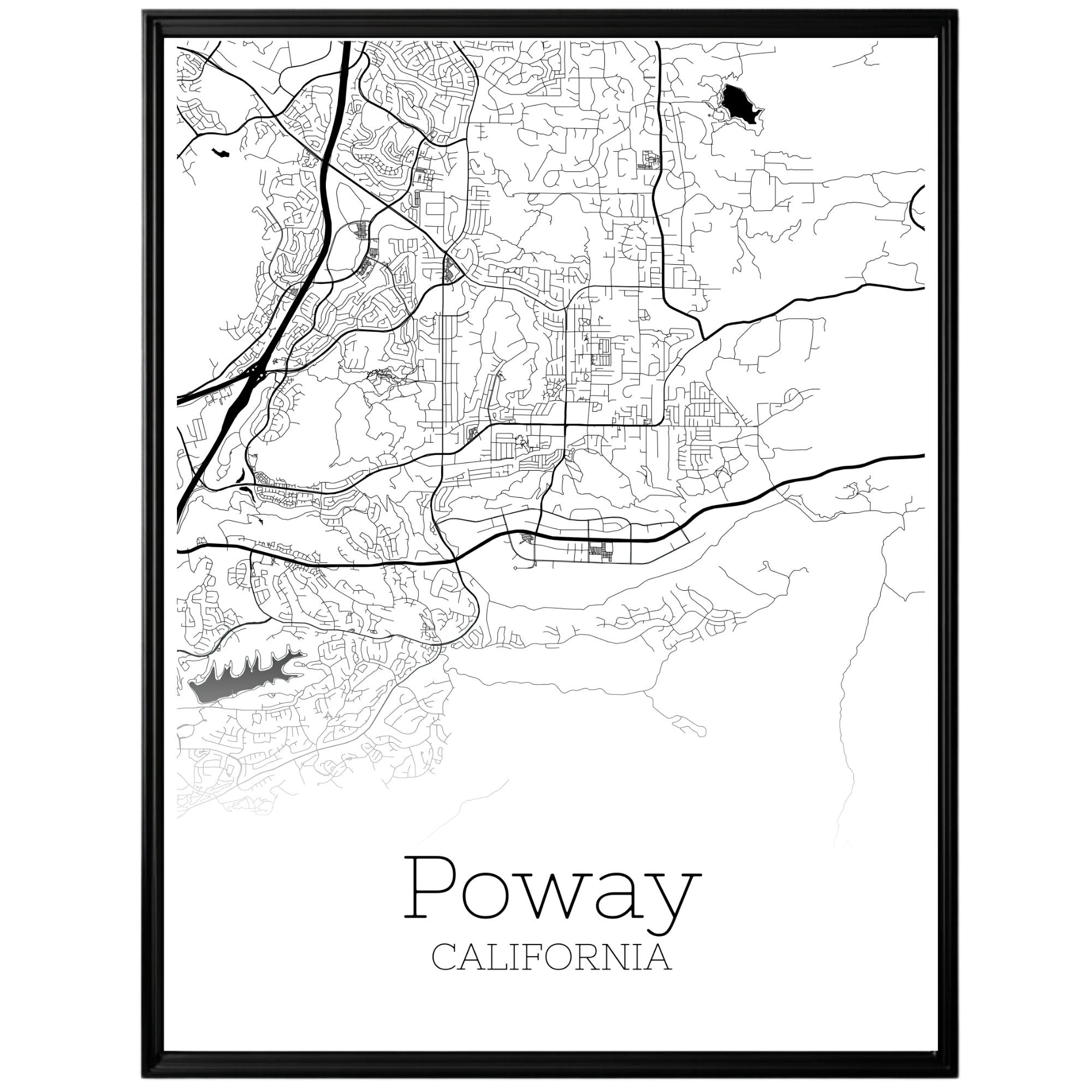 Poway California City Map Poster - GroovyGrove