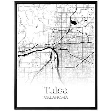 Tulsa Oklahoma City Map Poster - GroovyGrove