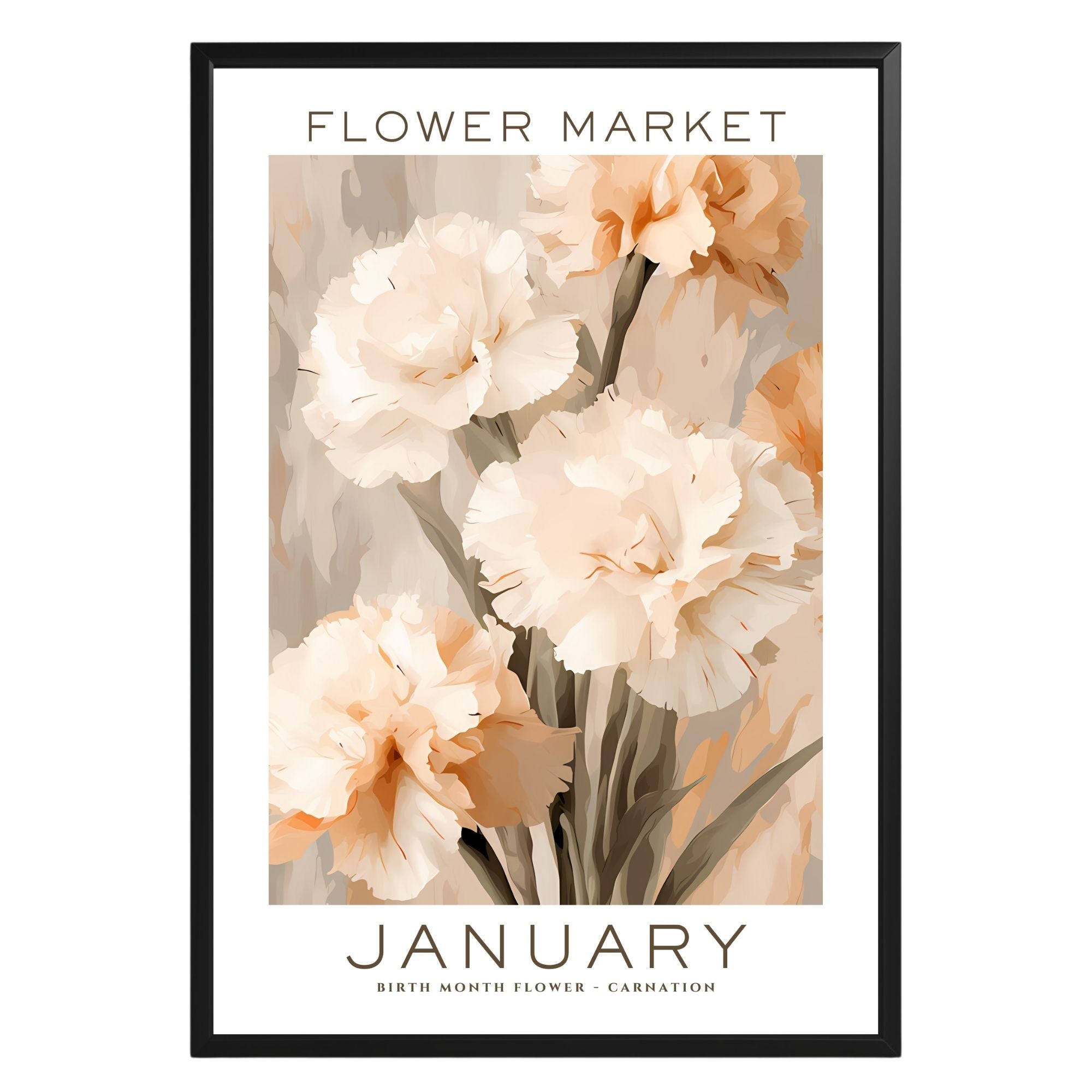 January Birthday Flower Market Poster - GroovyGrove