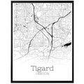 Tigard Oregon City Map Poster - GroovyGrove