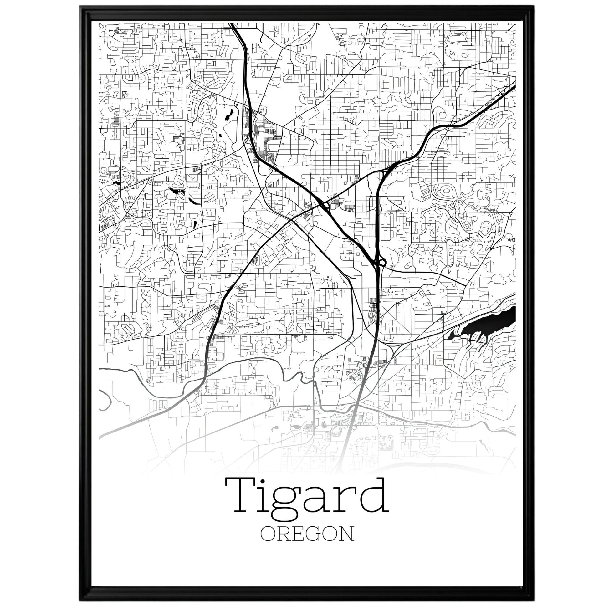 Tigard Oregon City Map Poster - GroovyGrove