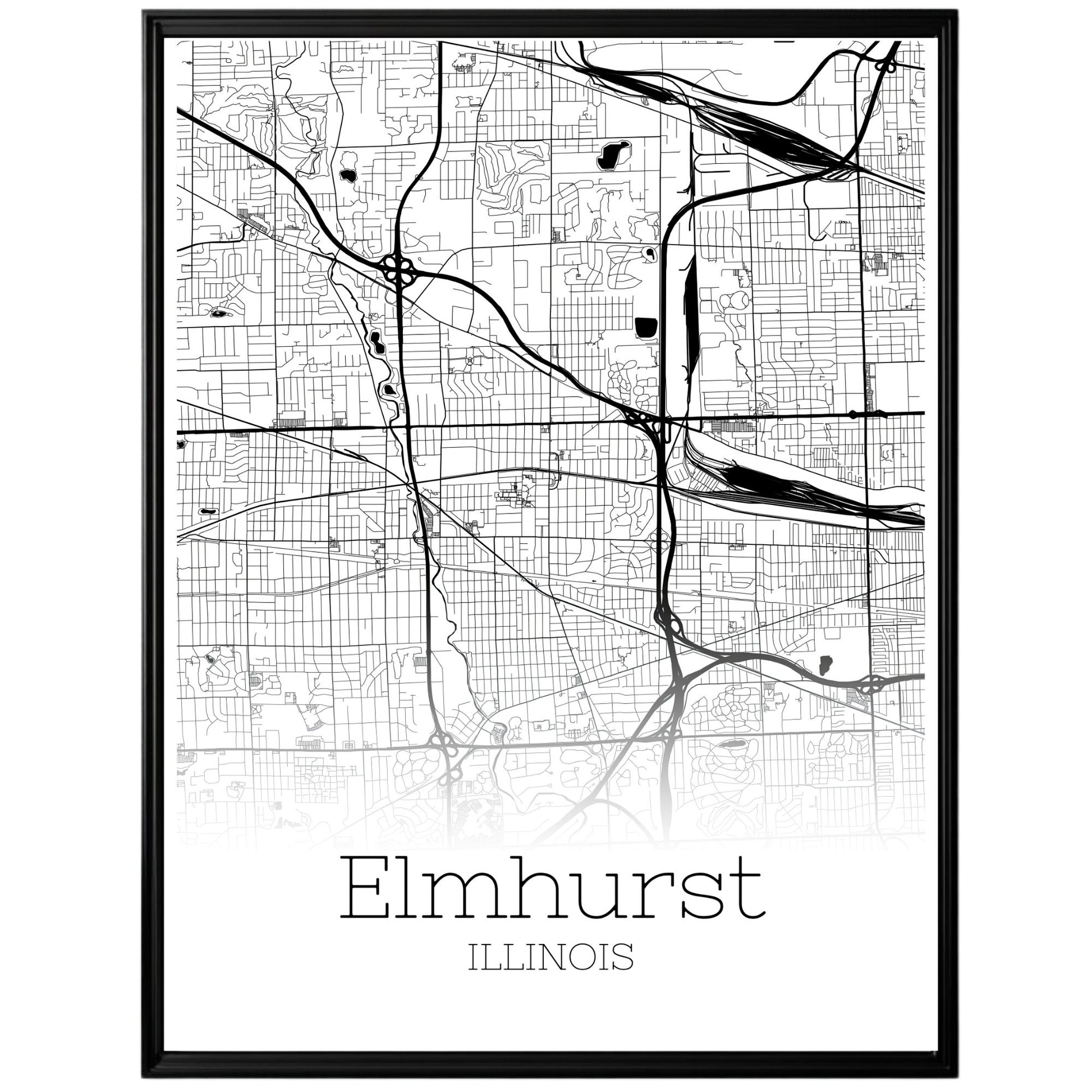 Elmhurst Illinois City Map Poster - GroovyGrove