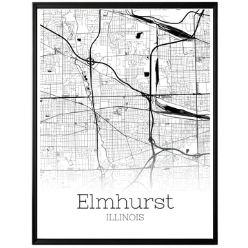 Elmhurst Illinois City Map Poster - GroovyGrove