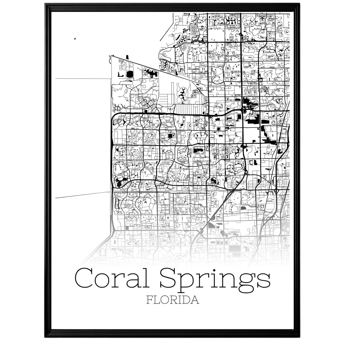 Coral Springs Florida City Map Poster - GroovyGrove