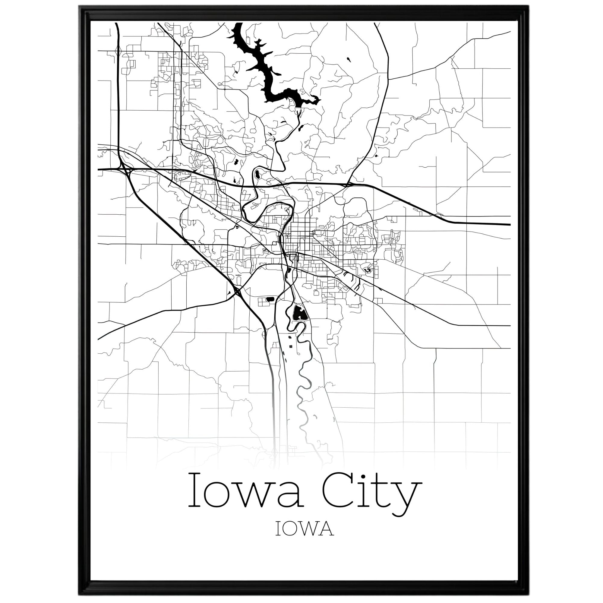 Iowa City Iowa Map Poster - GroovyGrove