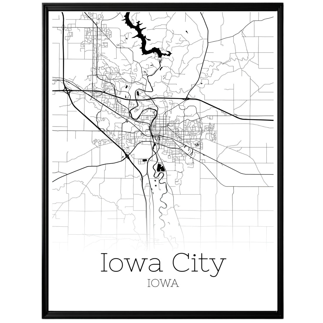 Iowa City Iowa Map Poster - GroovyGrove