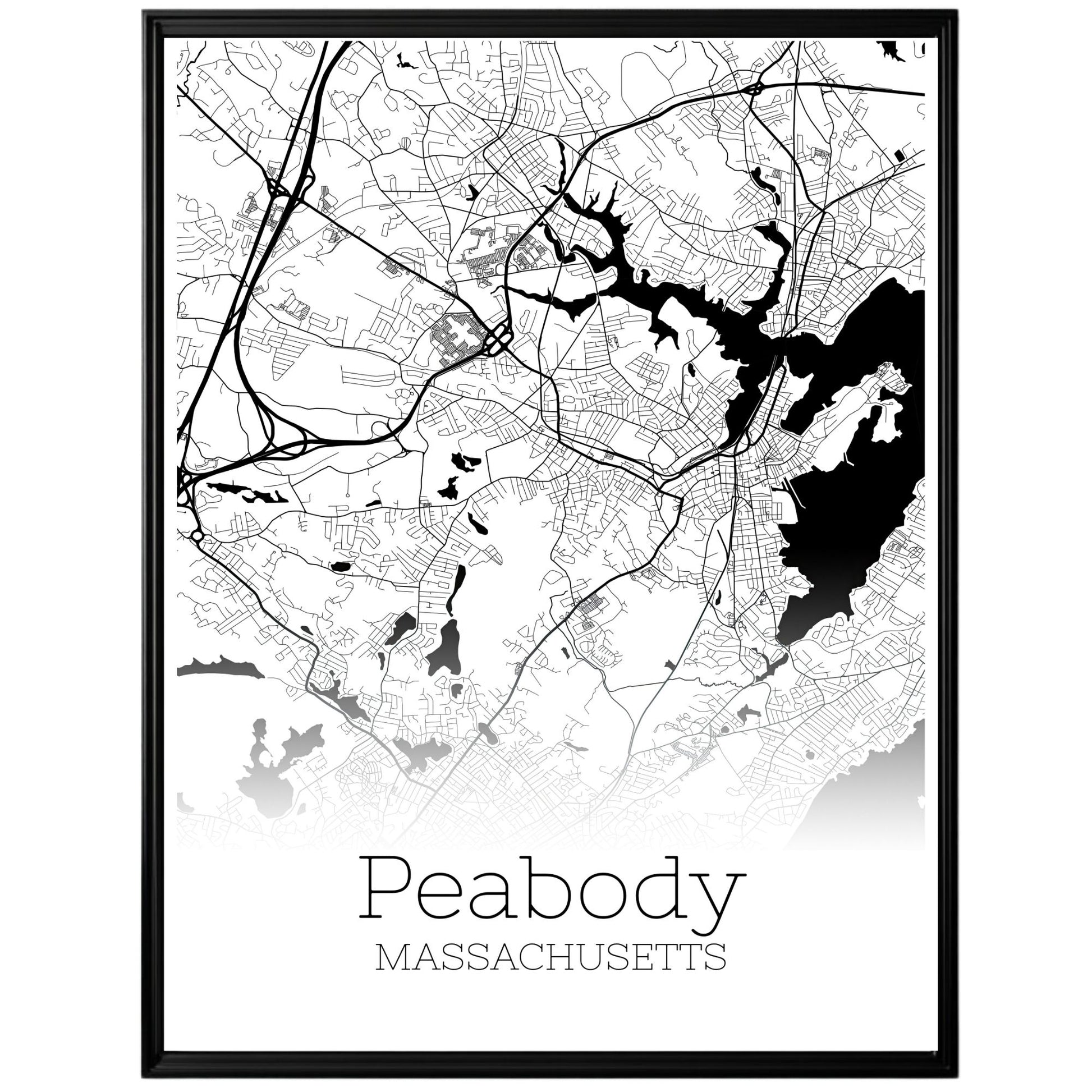 Peabody Massachusetts City Map Poster - GroovyGrove