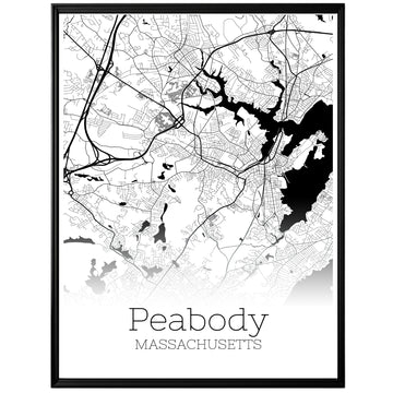 Peabody Massachusetts City Map Poster - GroovyGrove