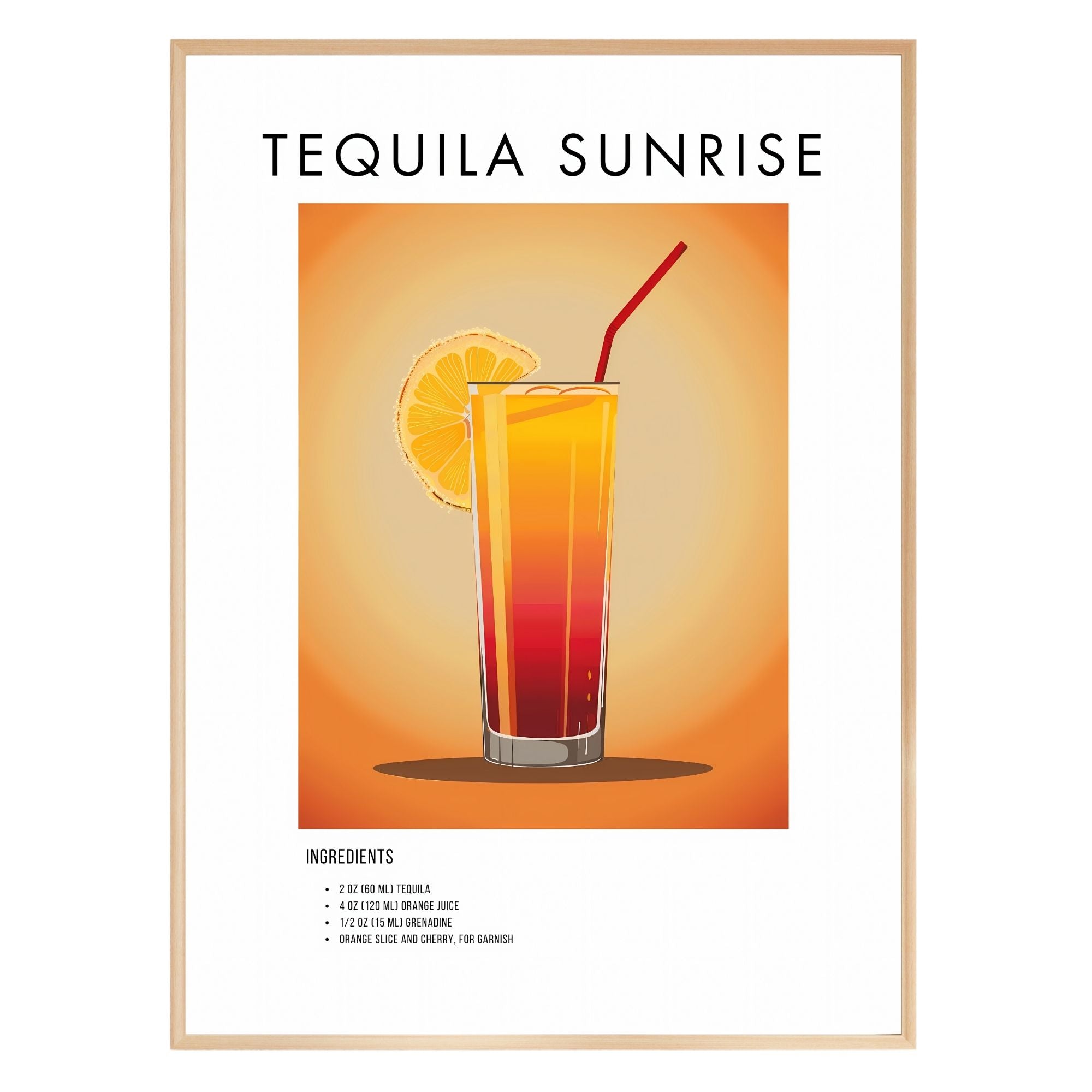 Tequila Sunrise Retro Cocktail Poster - GroovyGrove