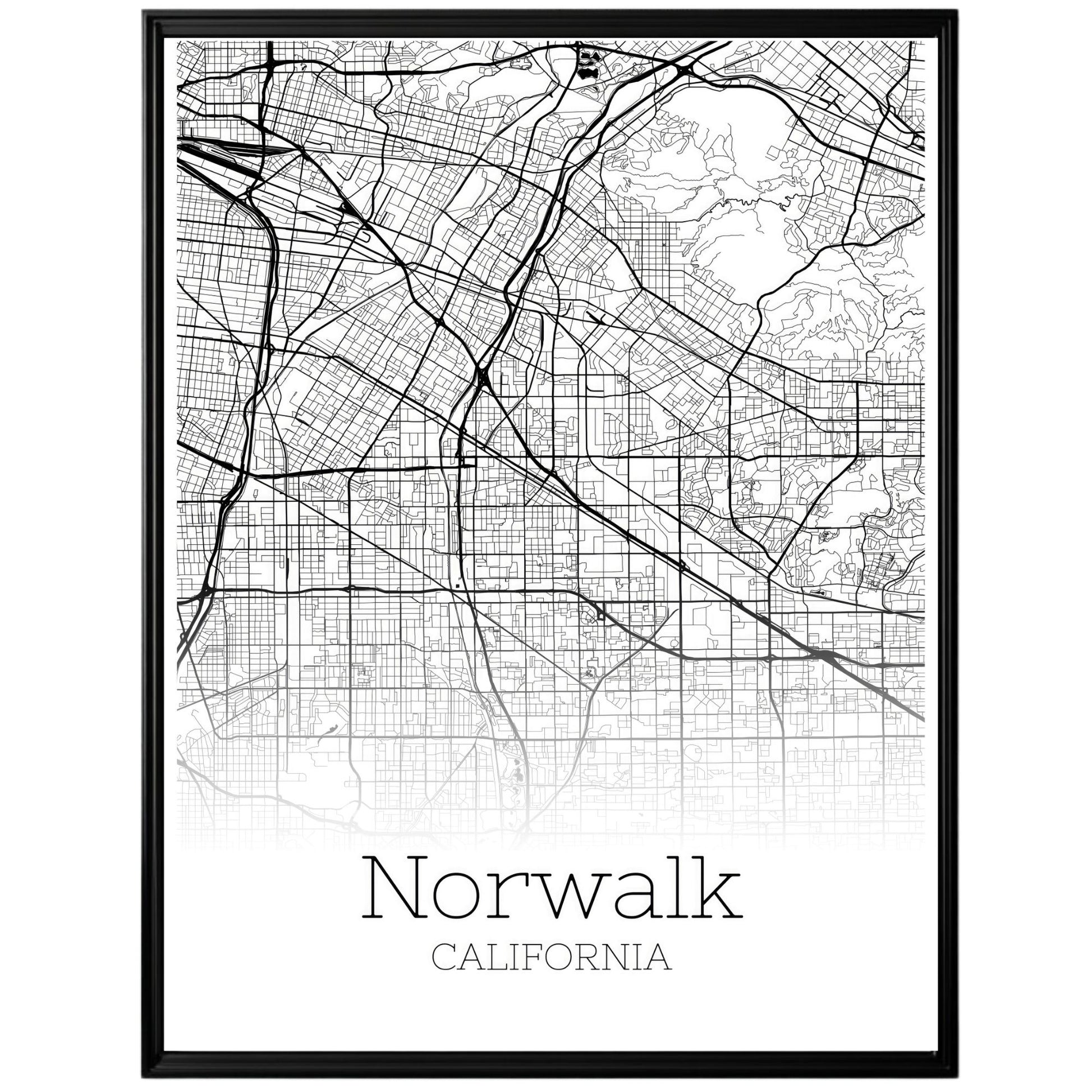 Norwalk California City Map Poster - GroovyGrove