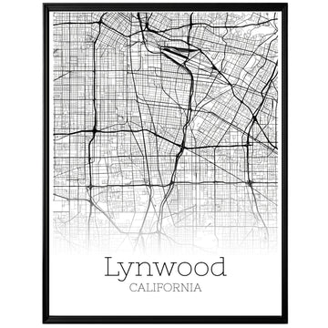 Lynwood California City Map Poster - GroovyGrove