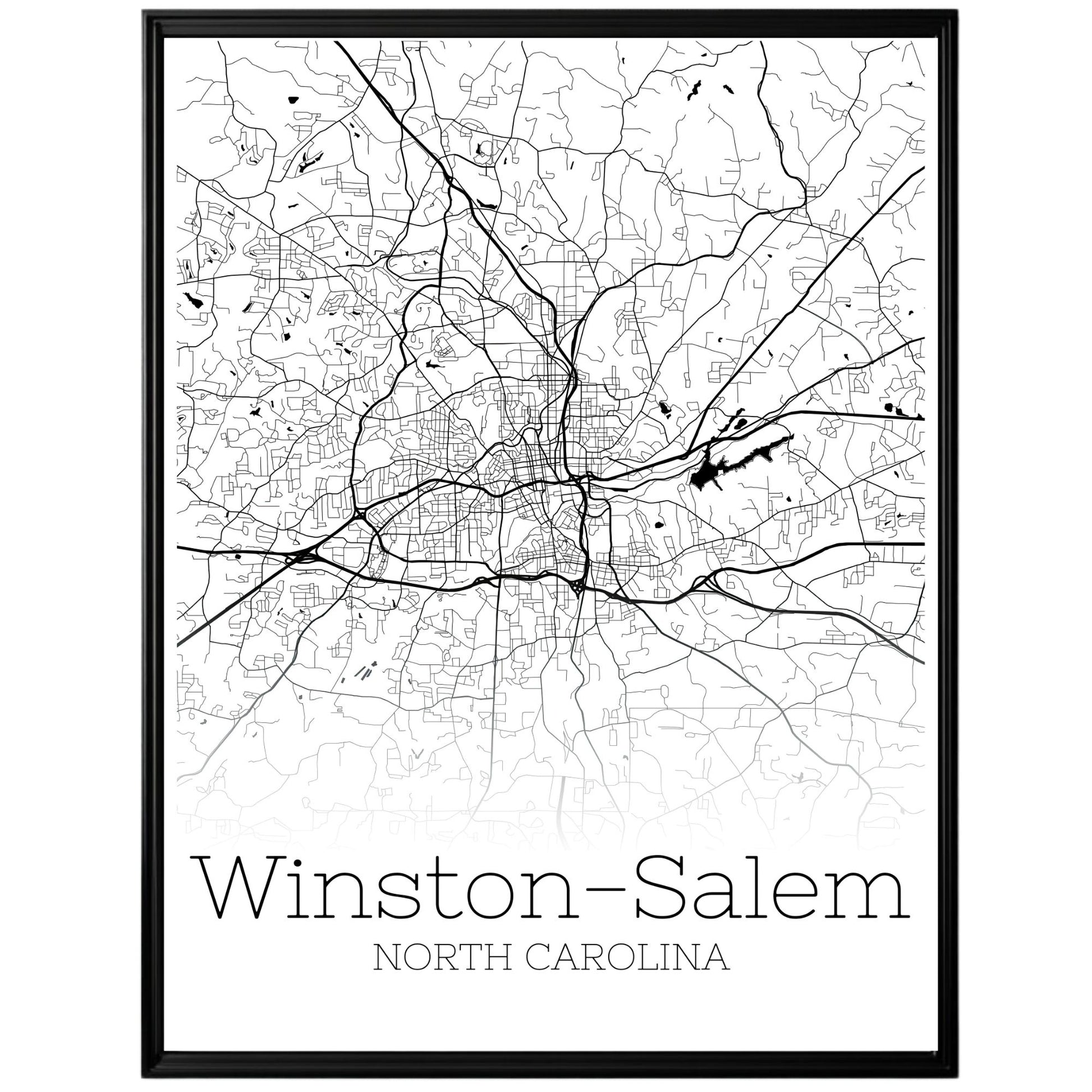 Winston-Salem North Carolina City Map Poster - GroovyGrove