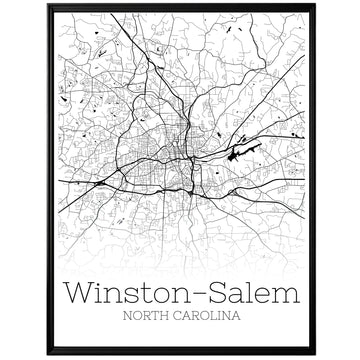 Winston-Salem North Carolina City Map Poster - GroovyGrove