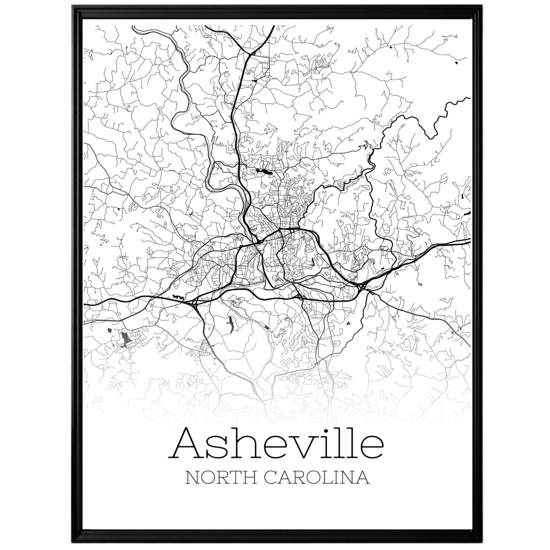 Asheville North Carolina City Map Poster - GroovyGrove