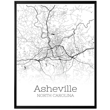 Asheville North Carolina City Map Poster - GroovyGrove