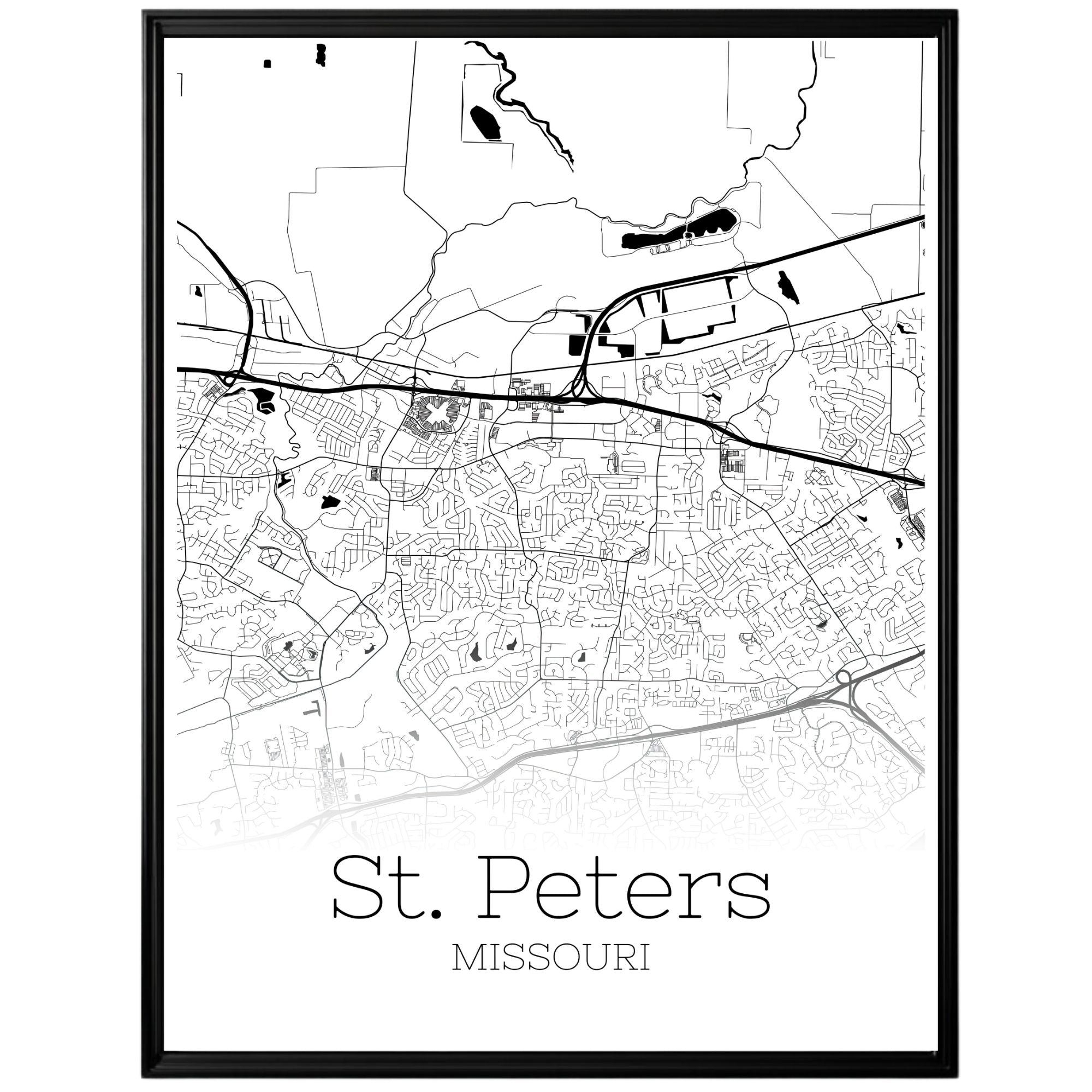 St. Peters Missouri City Map Poster - GroovyGrove