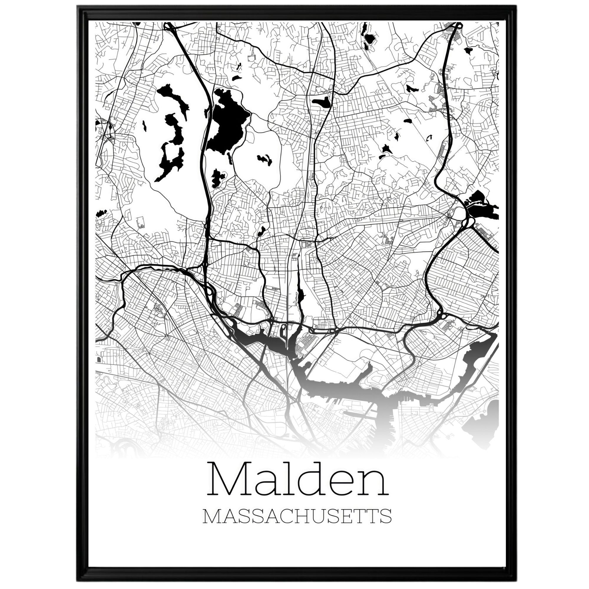 Malden Massachusetts City Map Poster - GroovyGrove