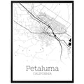 Petaluma California City Map Poster - GroovyGrove