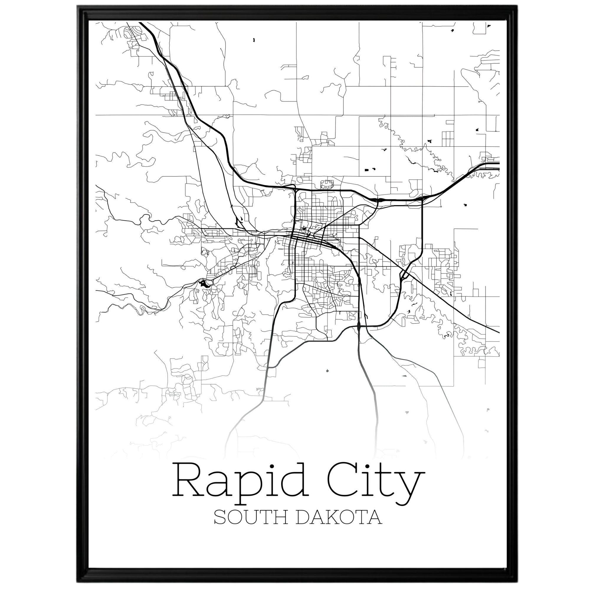 Rapid City South Dakota Map Poster - GroovyGrove