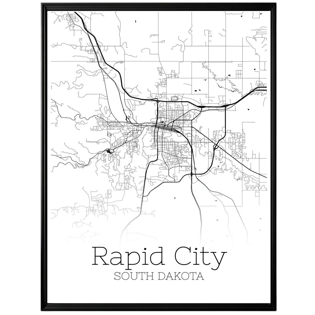 Rapid City South Dakota Map Poster - GroovyGrove