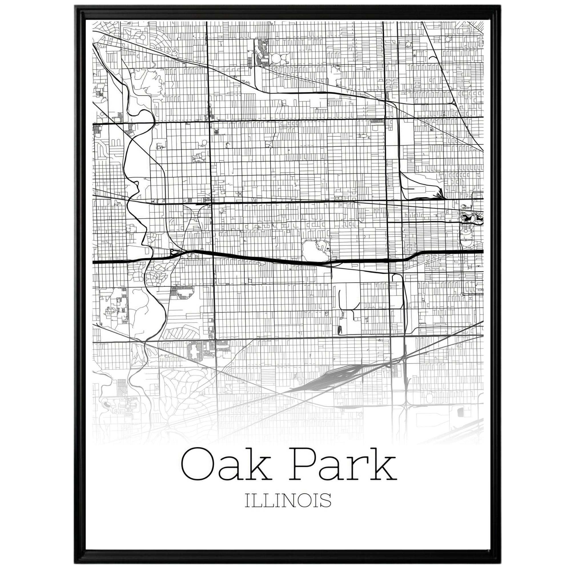 Oak Park Illinois City Map Poster - GroovyGrove