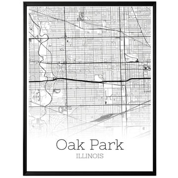 Oak Park Illinois City Map Poster - GroovyGrove