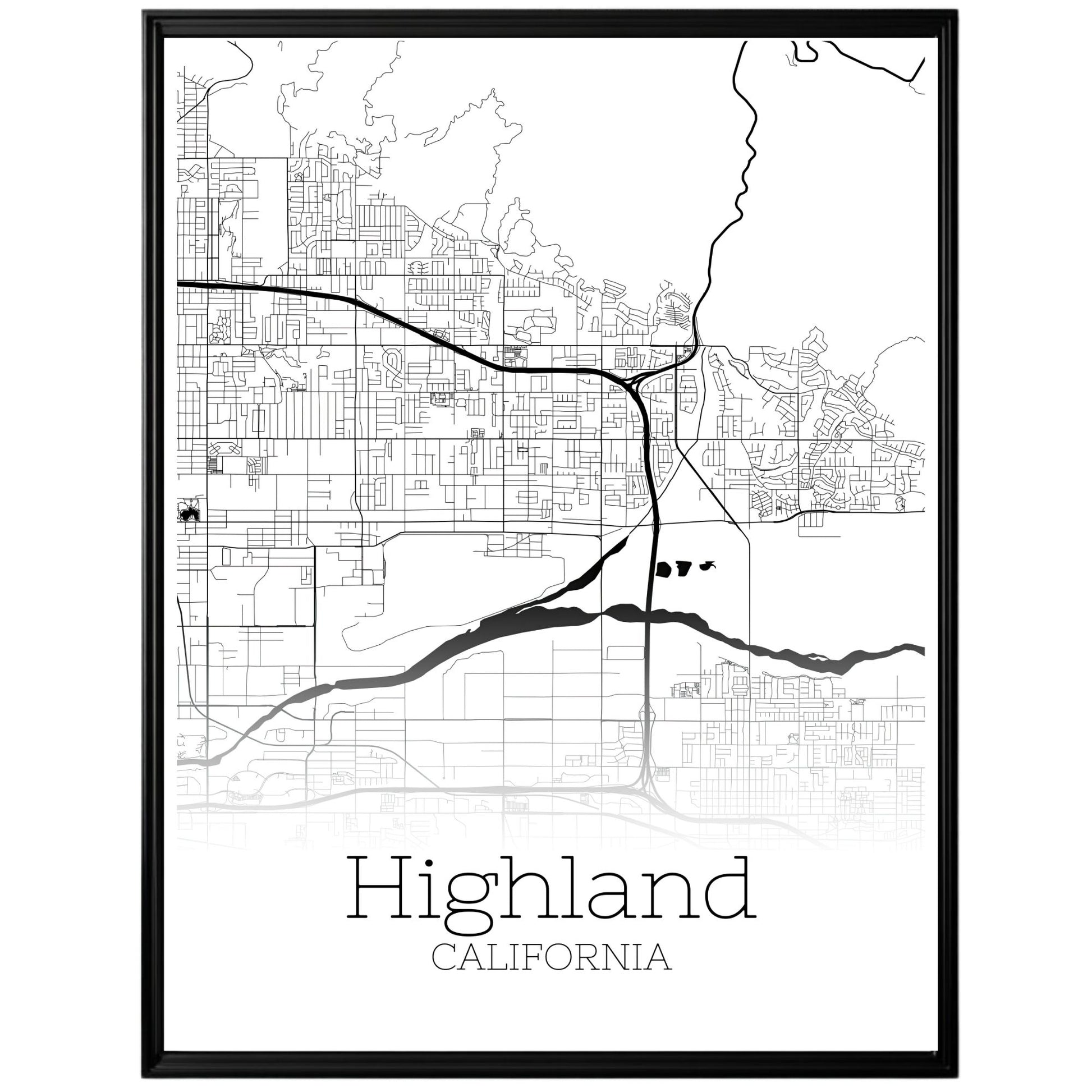 Highland California City Map Poster - GroovyGrove