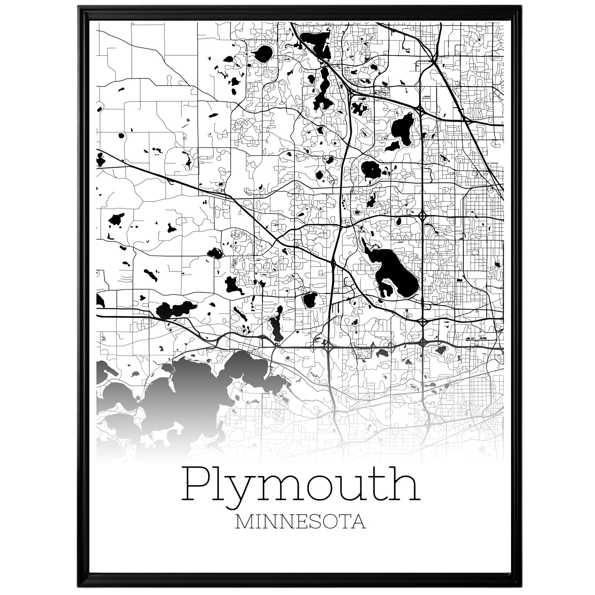 Plymouth Minnesota City Map Poster - GroovyGrove