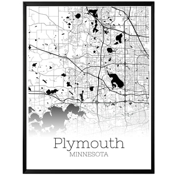 Plymouth Minnesota City Map Poster - GroovyGrove