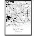 Pontiac Michigan City Map Poster - GroovyGrove