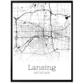 Lansing Michigan City Map Poster - GroovyGrove