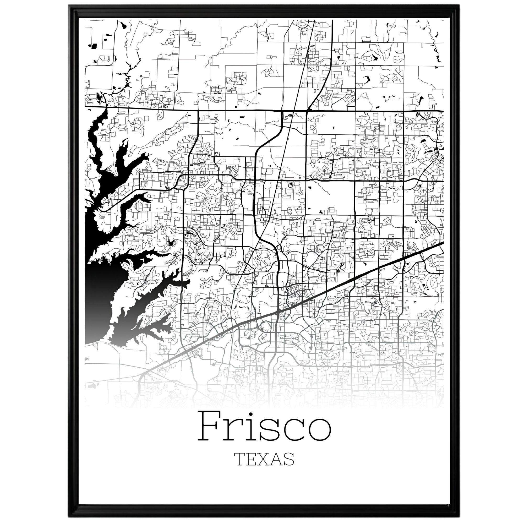 Frisco Texas City Map Poster - GroovyGrove