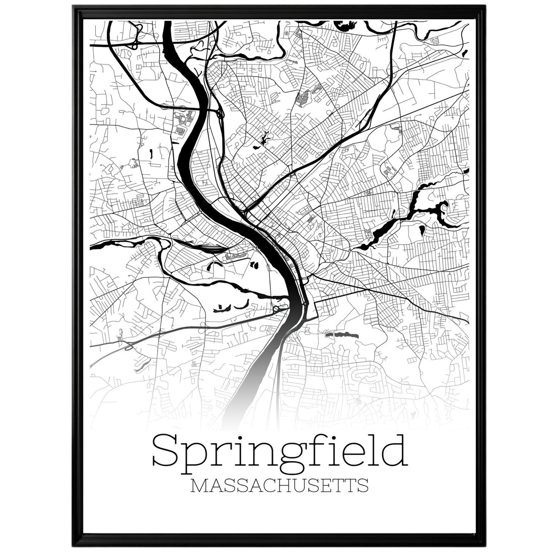 Springfield Massachusetts City Map Poster - GroovyGrove