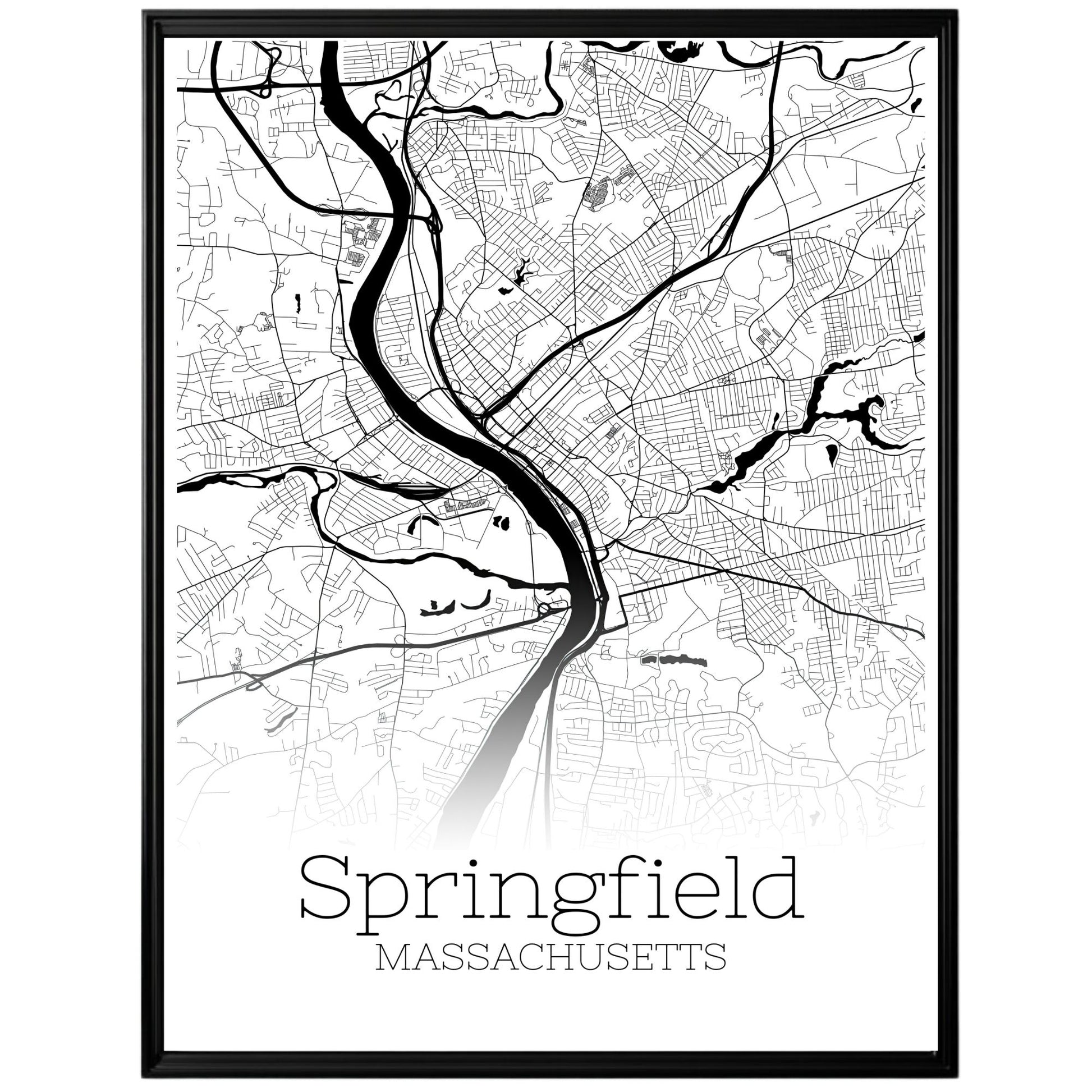 Springfield Massachusetts City Map Poster - GroovyGrove