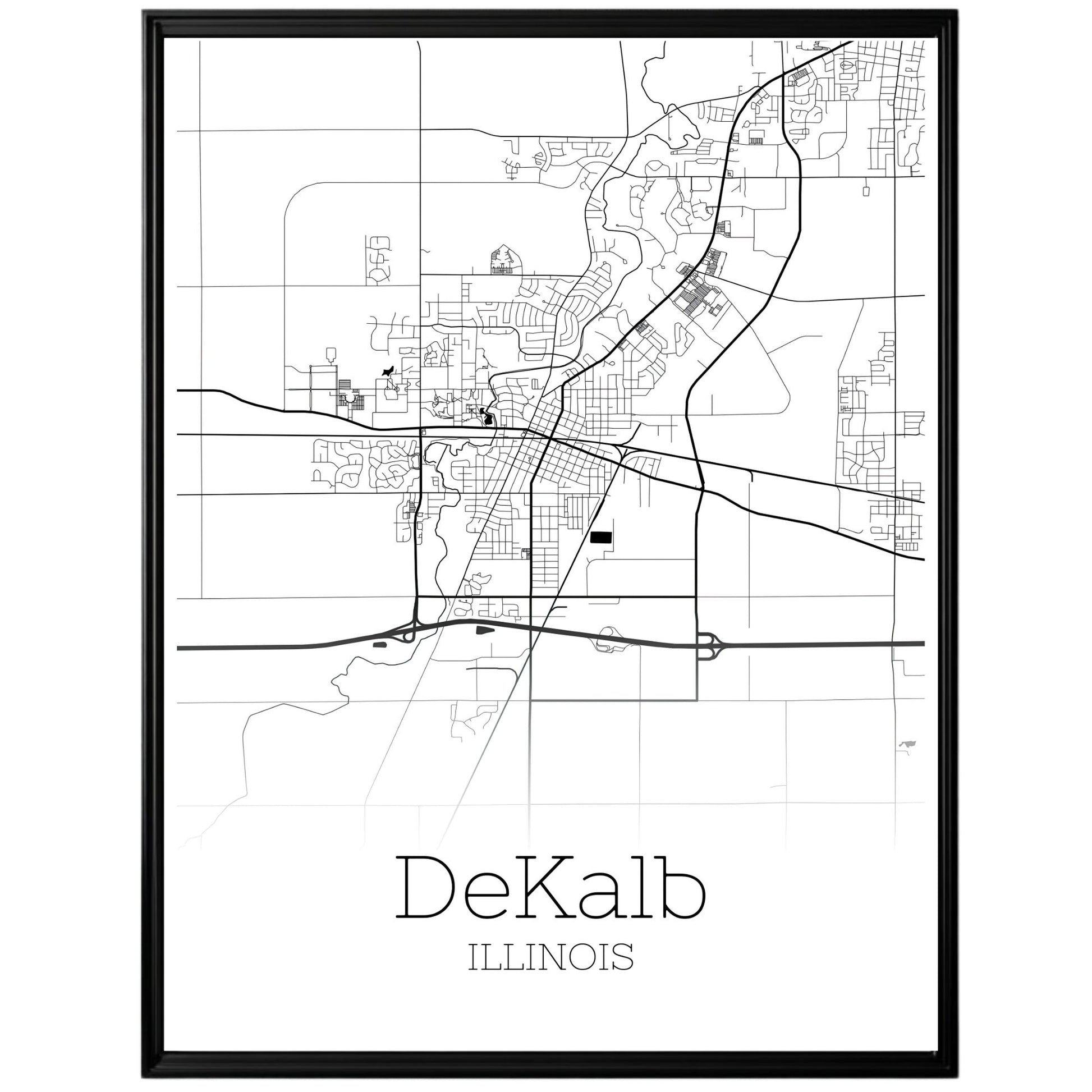 Dekalb Illinois City Map Poster - GroovyGrove