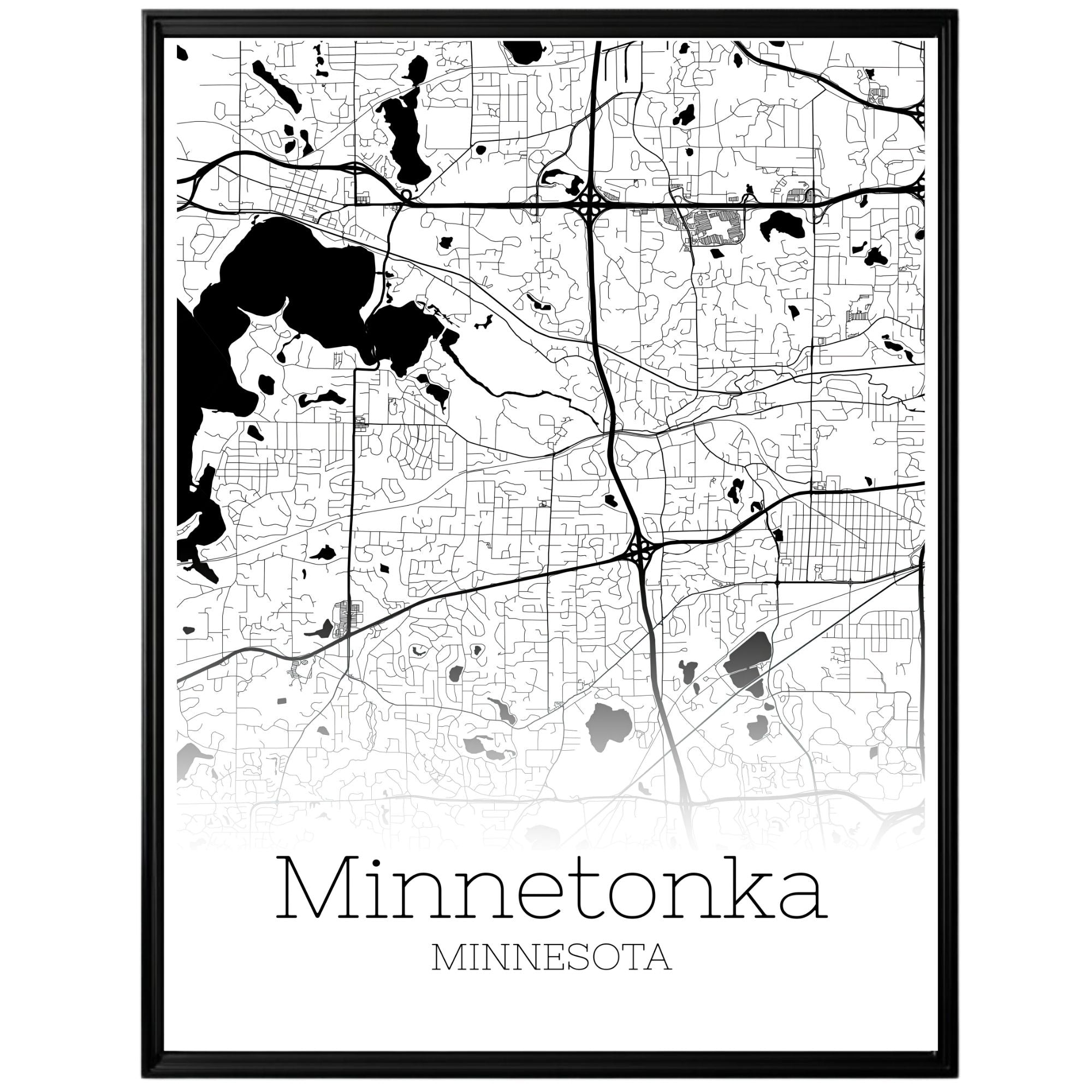 Minnetonka Minnesota City Map Poster - GroovyGrove