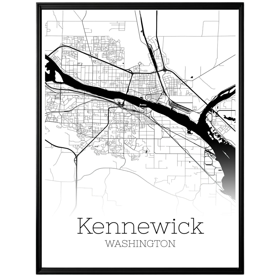 Kennewick Washington City Map Poster - GroovyGrove