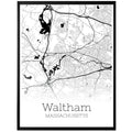 Waltham Massachusetts City Map Poster - GroovyGrove