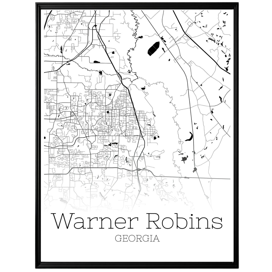 Warner Robins Georgia City Map Poster - GroovyGrove