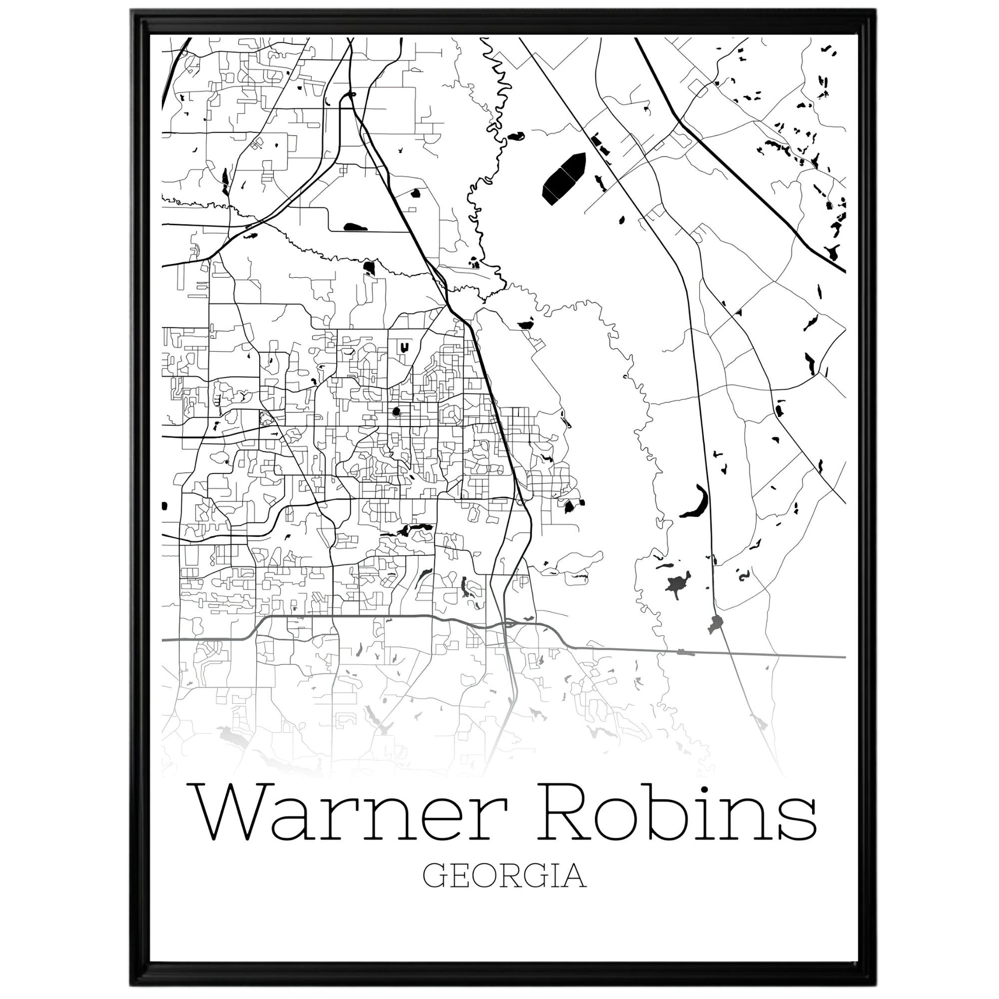 Warner Robins Georgia City Map Poster - GroovyGrove