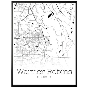 Warner Robins Georgia City Map Poster - GroovyGrove