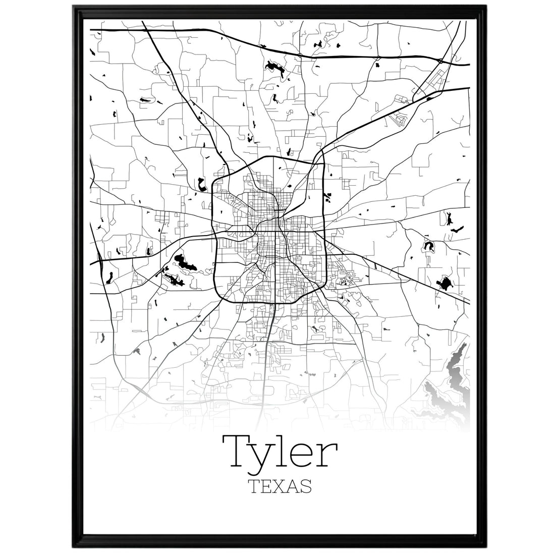 Tyler Texas City Map Poster - GroovyGrove