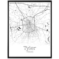 Tyler Texas City Map Poster - GroovyGrove