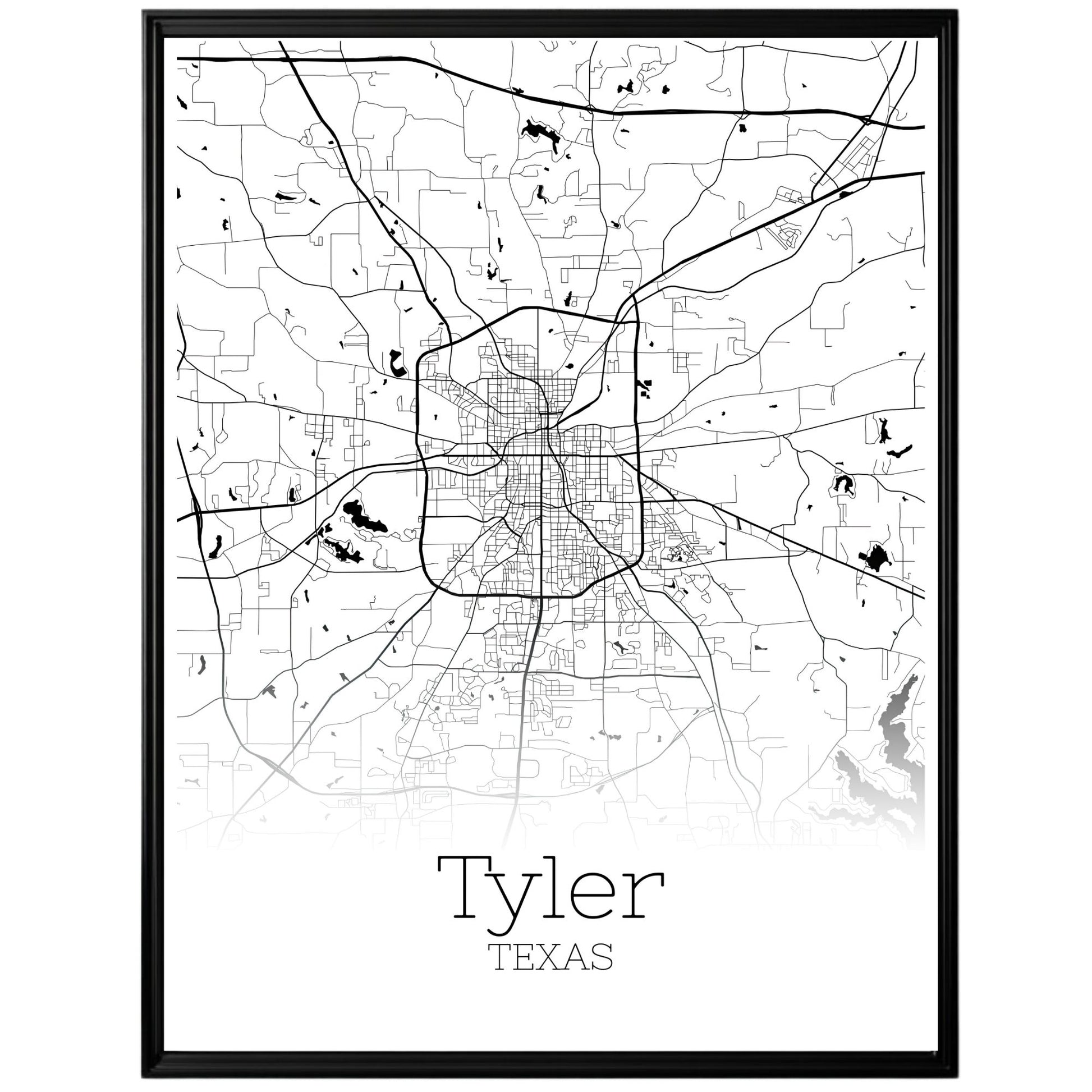 Tyler Texas City Map Poster - GroovyGrove