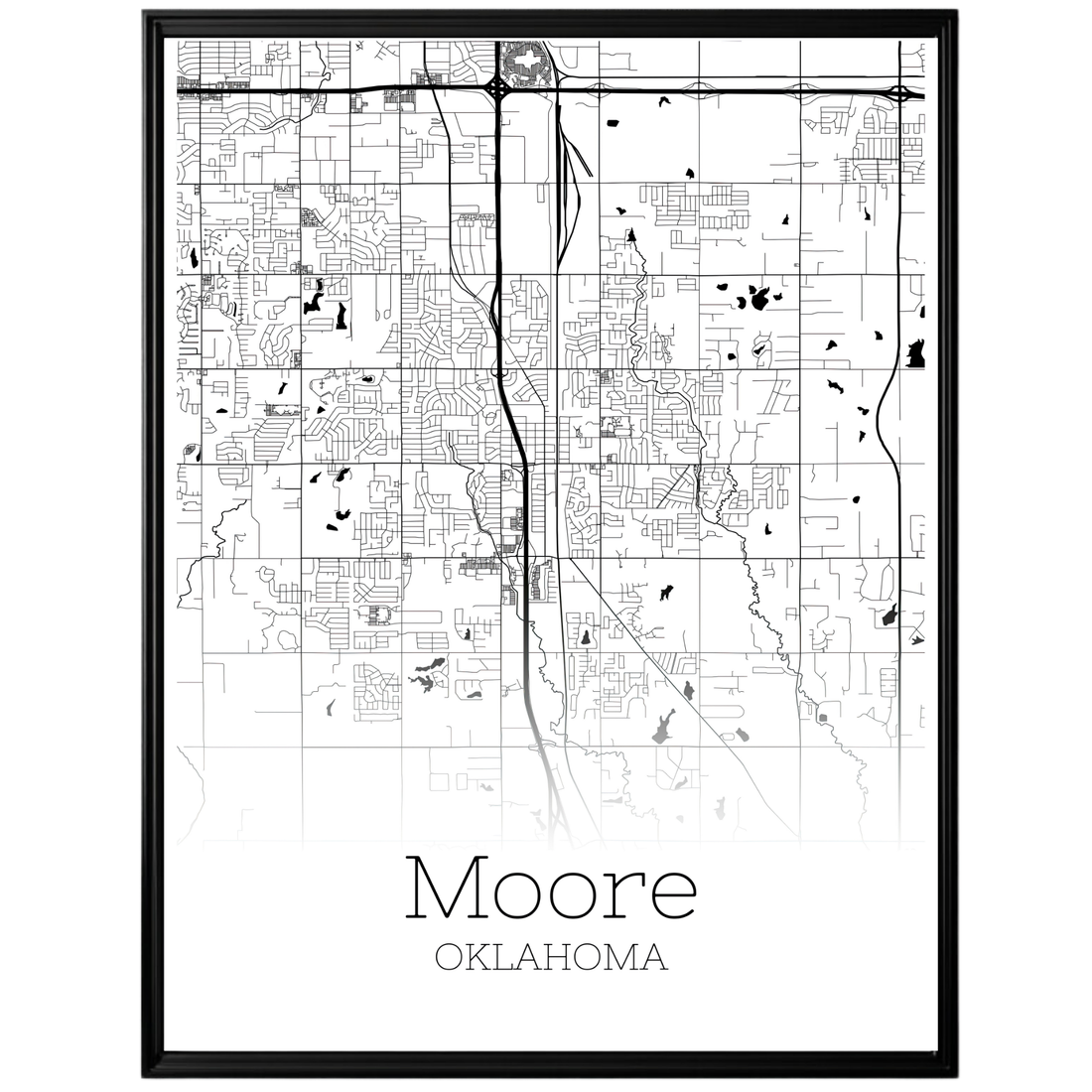 Moore Oklahoma City Map Poster - GroovyGrove