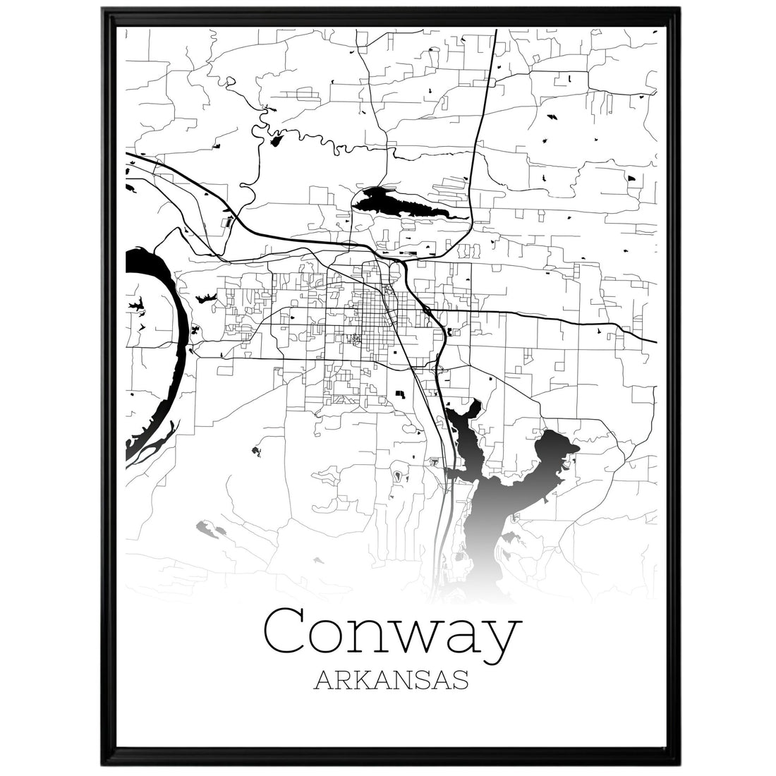 Conway Arkansas City Map Poster - GroovyGrove