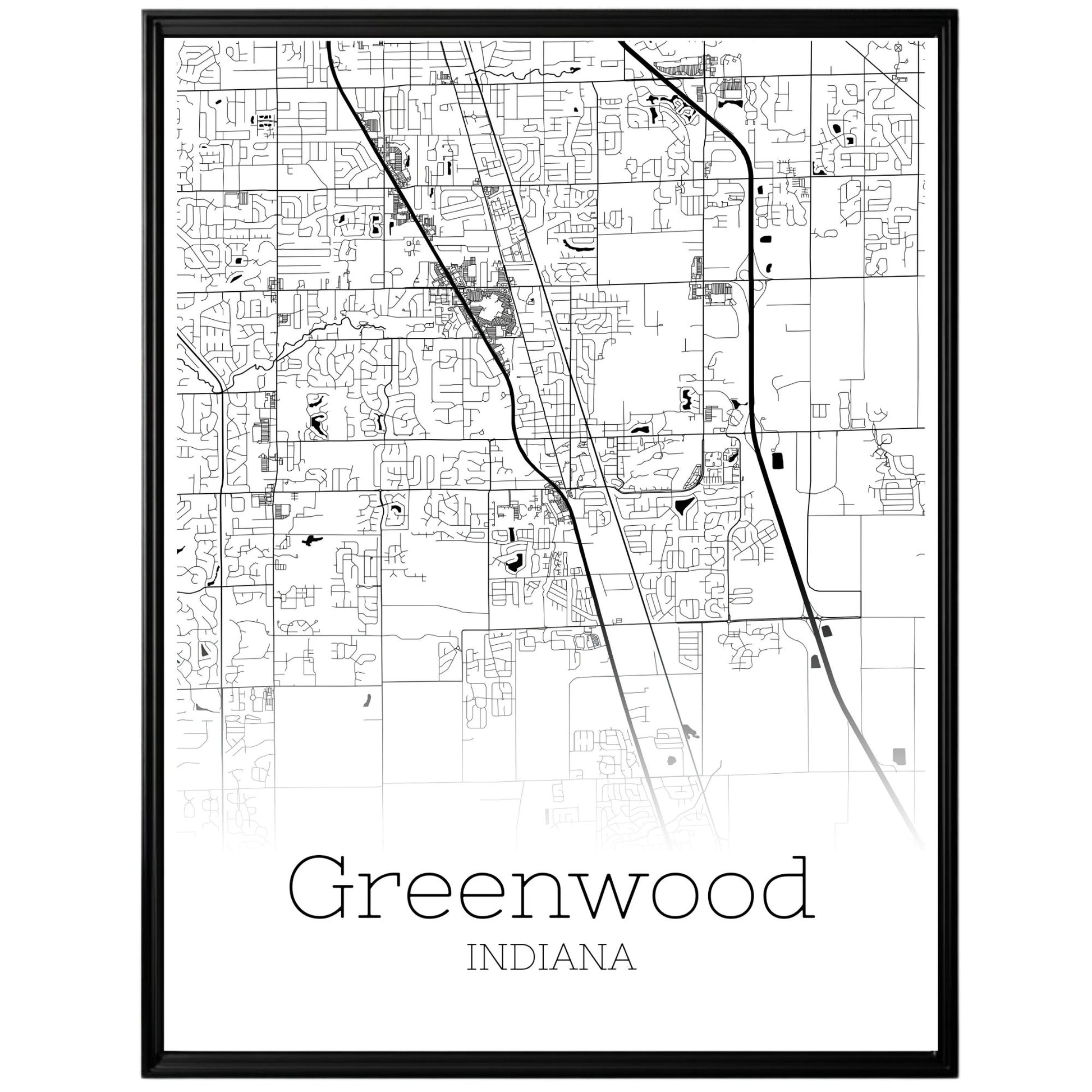 Greenwood Indiana City Map Poster - GroovyGrove