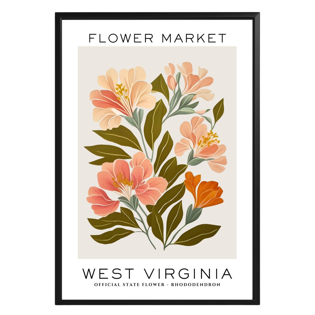 West Virginia Flower Market Poster - GroovyGrove