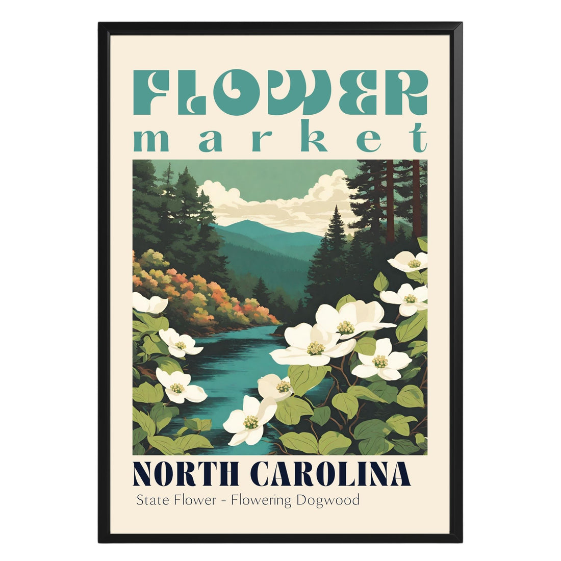 North Carolina Flower Market Vintage Poster - GroovyGrove